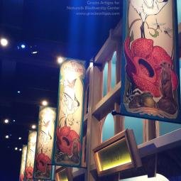 Naturalis Museum. Side of the exhibition with banners in place