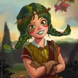 Character design in old painting style for the queue line of a dark ride. Poland. JoraVision.