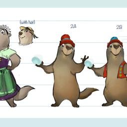 Family of marmots. Character set for a snowpark and for animation. Muscat. Unlimited Snow. Between options 2A and 2B, 2B was chosen