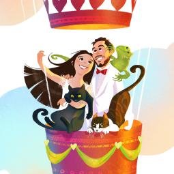Illustration for a wedding poster, detail. Digital
