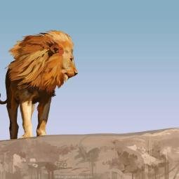 A peek from the rock. Digital from photo reference.