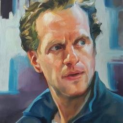 Acting. Oil on canvas board. From a photo by The National Theatre, London. 