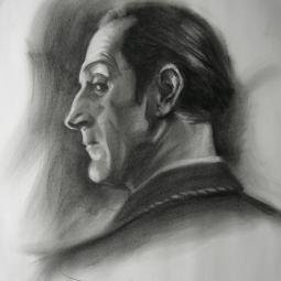 Rathbone. Charcoal on paper from photo ref. 